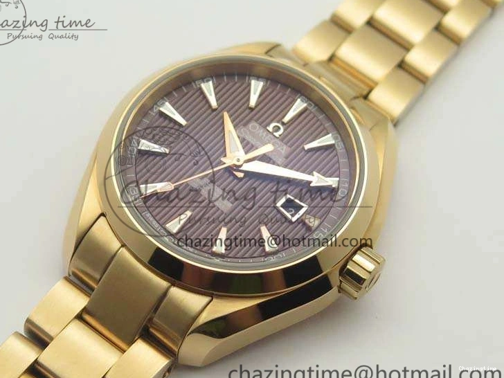 0418 Bright Aqua Terra Ladies 35mm RG V6F Best Edition Brown Dial On RG Bracelet A 8101